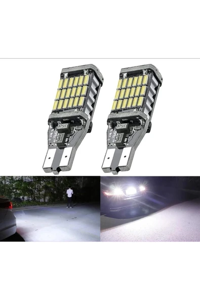 HLG T15 W16w Canbus 45 Led Beyaz Geri Vites Park Ampülü (2 Adet) T15 45 Led Ampul - 3