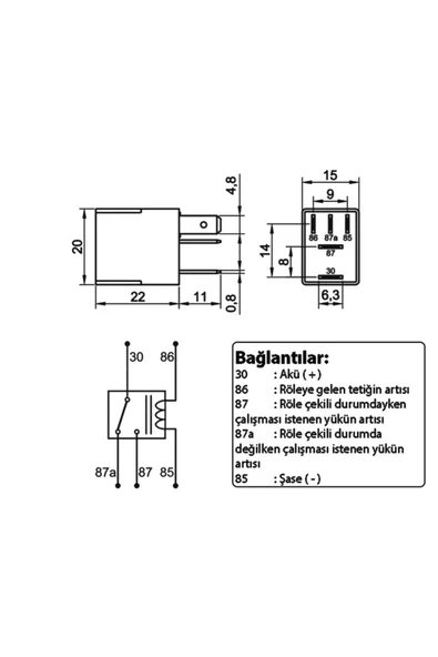 Üstün Mikro Röle 12v 40a 5p 5 Uyumlu Fişli Terminalli Dirençli Çift Platin - 2