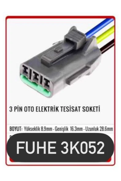 fuhe 3k052 3 Pin Oto Elektrik Tesisat Soketi