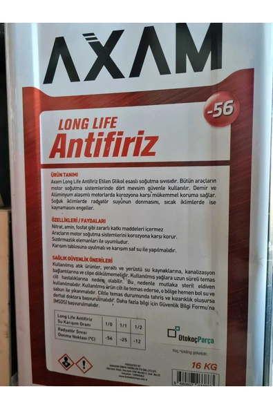 AXAM Kırmızı Antifriz 16 Kg Teneke