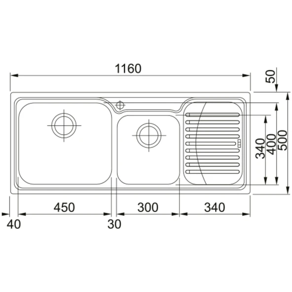 Franke Galassia Gax 621 Sol Damlalıklı 2 Gözlü Paslanmaz Çelik Mutfak EviyeSİ 50x116cm - 2
