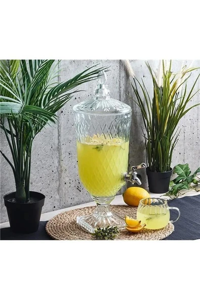 Parti Damacanası Cam Şerbetlik Lüks 2 Litre Kokteyl Limonata Meşrubat Sebil - 5