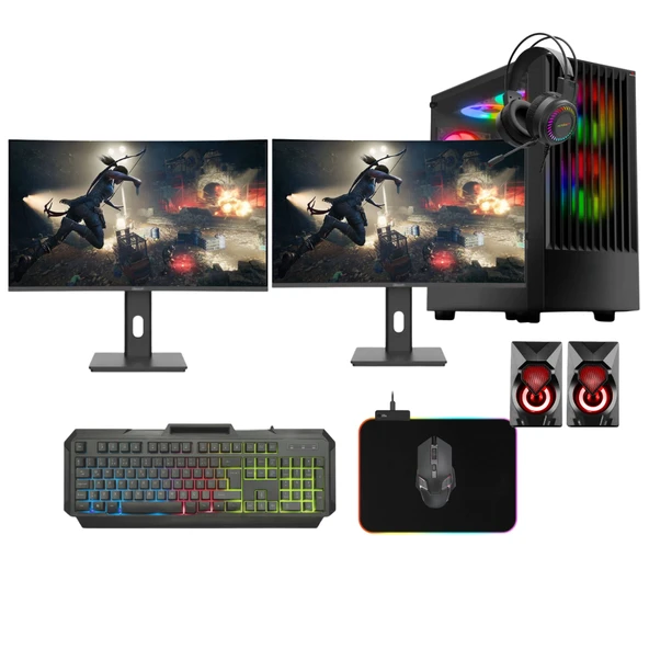 Gaming Pc intel i5 6500 (6.Nesil) 16Gb Ddr4 256Gb M2 Nvme 4Gb Gtx1050Ti 27" (Dual Monitör) Oyun Bilg ürün görseli
