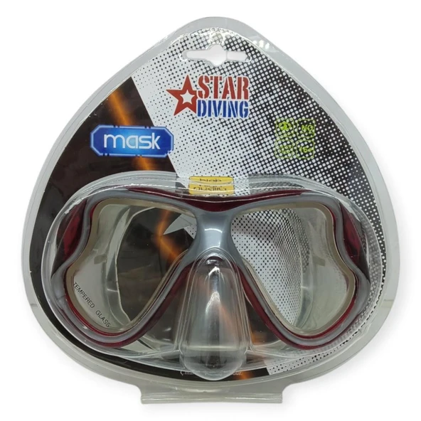 Star Diving Temper Camlı Dalış Maskesi Yetişkin - 51709-KIRMIZI - 4