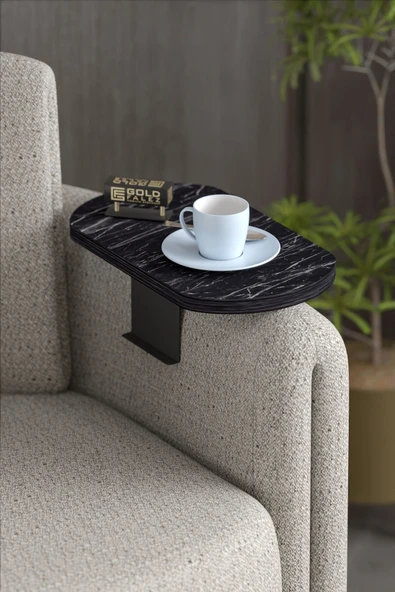 Yan Sehpa Ayarlanabilir Tepsi OVAL Dekoratif Modern Yatay Dikey Koltuk Sehpası BENDİR - 3