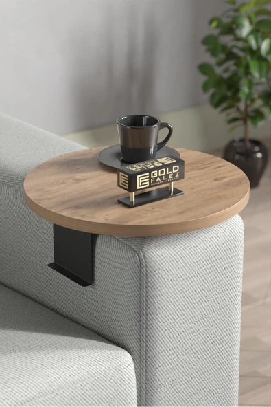 Yan Sehpa Ayarlanabilir Tepsi Dekoratif Modern Tepsi Koltuk Sehpası CEVİZ - 2