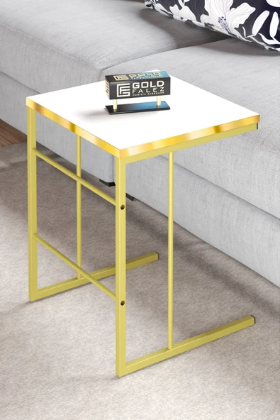 ORTA SEHPA VE ZİGON SEHPA SOLO SET GOLD BEYAZ - 3