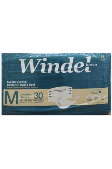 WİNDEL HOSEN BELBANTLI ORTA BEDEN ( M) Medium Hasta bezi 30 Lu ürün görseli 1