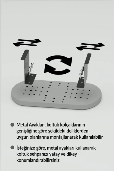 Yan Sehpa Ayarlanabilir Tepsi OVAL Dekoratif Modern Yatay Dikey Koltuk Sehpası KREM - 2