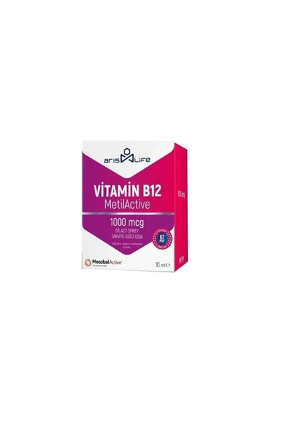 aris life Vitamin B12 Metilactive 1000 Mcg Dilaltı Sprey