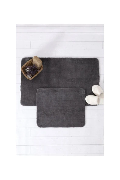 2'li Kaydırmaz Peluş Banyo Paspası Banyo Klozet Takımı Klozet Paspas Takımı - 5