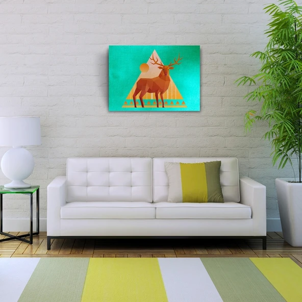 Geyik Figürü,  Soyut Çalışma Kanvas Tablo 50 x 70 - 6