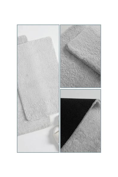 2'li Kaydırmaz Peluş Banyo Paspası Banyo Klozet Takımı Klozet Paspas Takımı - 2