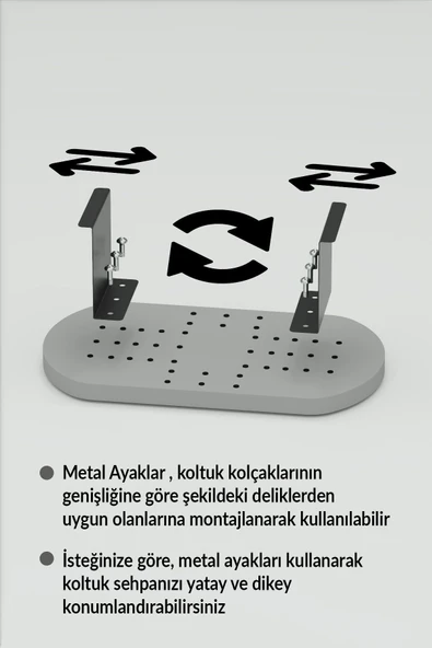 Yan Sehpa Ayarlanabilir Tepsi OVAL Dekoratif Modern Yatay Dikey Koltuk Sehpası EFES - 4