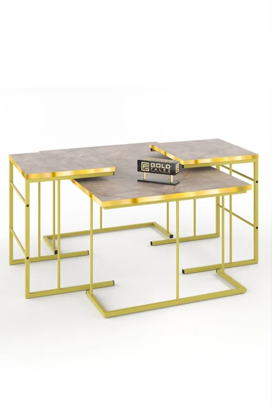 ORTA SEHPA VE ZİGON SEHPA SOLO SET GOLD GORDİON