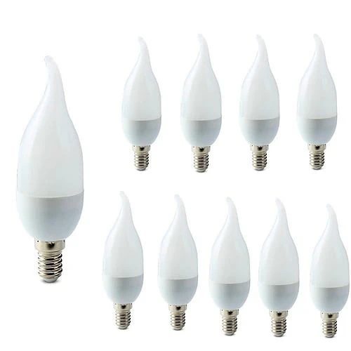 10 Adet Çok Kaliteli E14 Duy 5 Watt, 4200 Kelvin Beyaz Işık Led Ampul, Avize Şamdan Ampulü Mum Ampul - 6