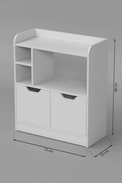 MUTFAK DOLABI ÇOK AMAÇLI FIRIN DOLABI 2 KAPAKLI RAFLI KAHVE KÖŞESİ BEYAZ - 5