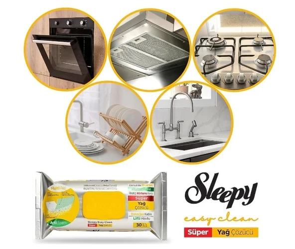 Sleepy Yüzey Temizlik Havlusu 30 Adet Yağ Çözücü - 3
