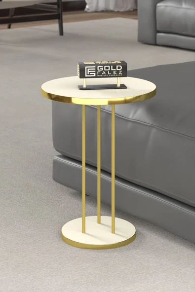 ORTA SEHPA VE ZİGON SEHPA TERRA SET GOLD KREM - Resim 5