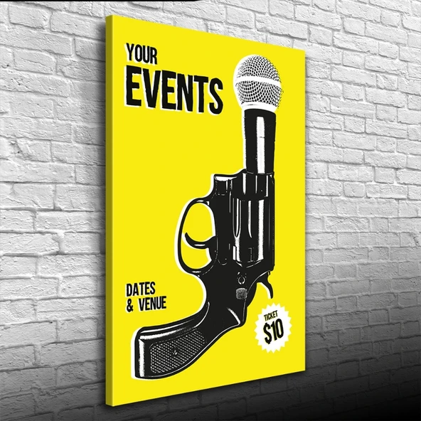 Events Sarı ve Siyah tonlarda Poster Kanvas Tablo 50 x 70 - 3