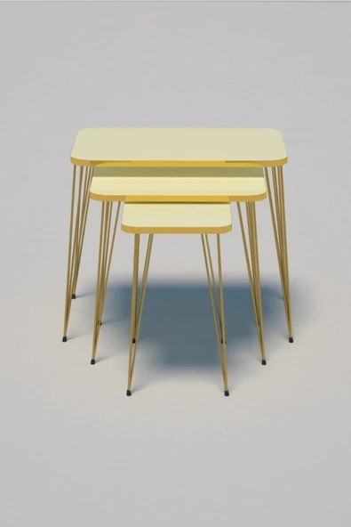 Zigon Sehpa Kr Gold Krem Tel - Resim 2