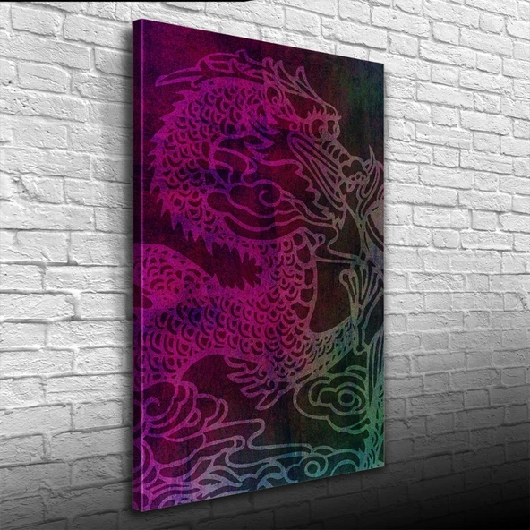 Ejderha Çizimi Mor Tonlarda Kanvas Tablo 50 x 70 - 3