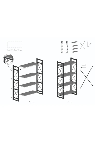KİTAPLIK 4 RAFLI CEVİZ - 4