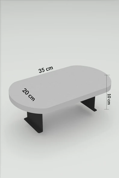 Yan Sehpa Ayarlanabilir Tepsi OVAL Dekoratif Modern Yatay Dikey Koltuk Sehpası KREM - 4