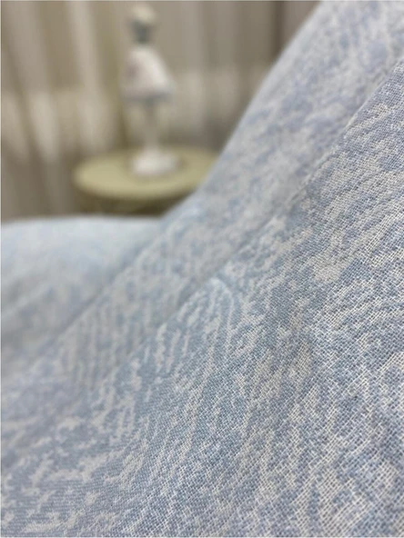 Özlü Home Lüks Pamuklu Koltuk Örtüsü Açık Mavi - 2