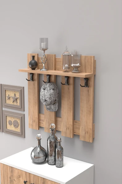 ASKILIK PORTMANTO ÇİT DUVAR ASKILIĞI ELBİSE ASKILIĞI CEVİZ - 4