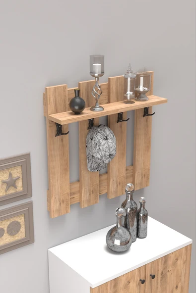 ASKILIK PORTMANTO ÇİT DUVAR ASKILIĞI ELBİSE ASKILIĞI CEVİZ - 3