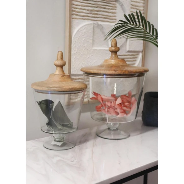 The Mia Madera Ayaklı Kurabiye Kavanozu 33x19x19 Cm CAM0376