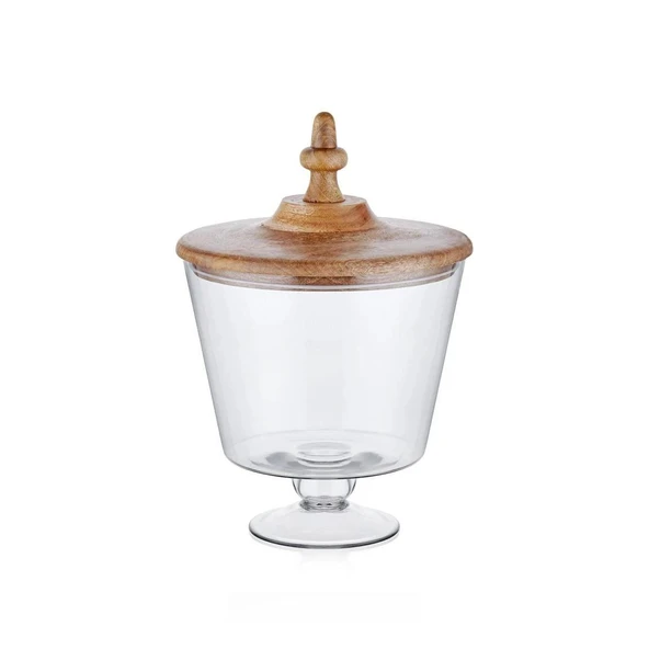 The Mia Madera Ayaklı Kurabiye Kavanozu 36x26x25 Cm CAM0377 - 3