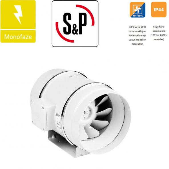 Soler & Palau TD 500/150 Plastik Yuvarlak Kanal Tipi Fan Ø 150mm 580 m³/h Sessiz Tasarruflu AGMair agm sp Havalandırma Fanı - 7