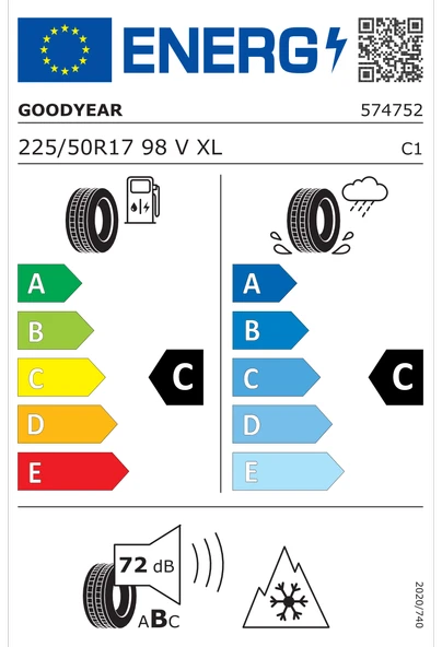 Goodyear 225/50 R17 98V XL UltraGrip 8 Performance Oto Kış Lastiği (Üretim Yılı: 2024) - 2