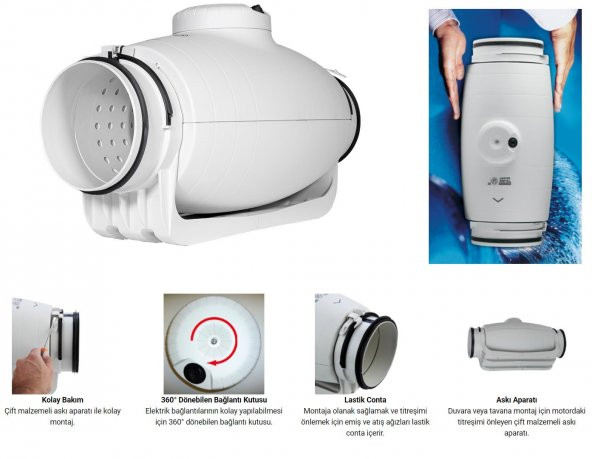 Soler & Palau TD 350/125 Susturuculu Ultra Sessiz 360 m³/h Ø125mm Yuvarlak Kanal Fanı Soler Palau Silent Tasarruflu AGMair Agm Havalandırma - 5