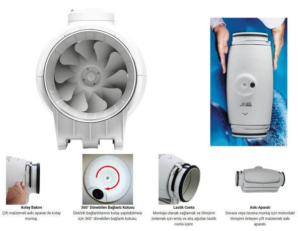 Soler & Palau TD 500/150-160 Susturuculu Ultra Sessiz 570 m³/h Ø150/160mm Yuvarlak Kanal Fanı Soler Palau Silent Tasarruflu AGMair Agm Havalandırma - 4