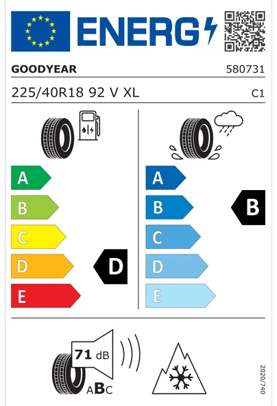 Goodyear 225/40 R18 92V UG PERF 3 XL FP Oto Kış Lastiği (Üretim Yılı: 2023) - 2
