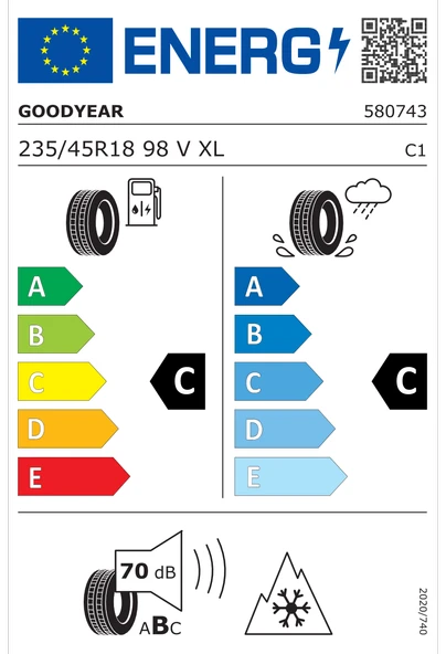 Goodyear 235/45 R18 98V UG PERF 3 XL FP Oto Kış Lastiği (Üretim Yılı: 2023) - 2