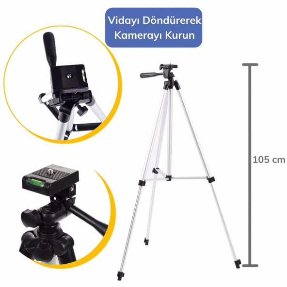 360 Derece Ayarlanabilir Profesyonel Fotoğraf Makinası Tripod 102 cm - 5