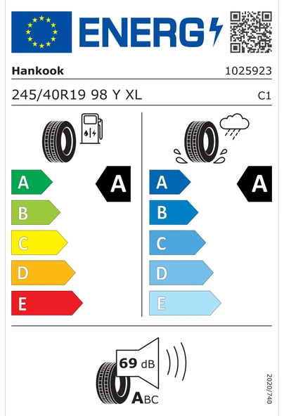 Hankook 245/40 R19 98Y XL Ventus S1 evo3 K127 * (Bmw) Oto Yaz Lastiği (Üretim Yılı: 2025)