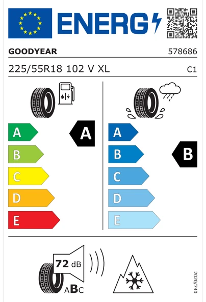 Goodyear 225/55 R18 102V XL Vector 4Seasons G3 Oto 4 Mevsim Lastiği (Üretim Yılı: 2025)
