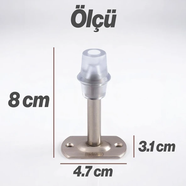 Kapı Stoperi 10 ADET Tamponu Gümüş Krom 8 cm Metal Kapı Durdurucu Tutucu Kapı Altı Üstü Kolu Stopu - Resim 3