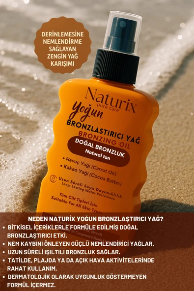 Yoğun Bronzlaştırıcı Yağ | Havuç & Kakao Yağı, Vitamin E, Tüm Cilt Tiplerine Uygun Sprey - 200 ml - 3