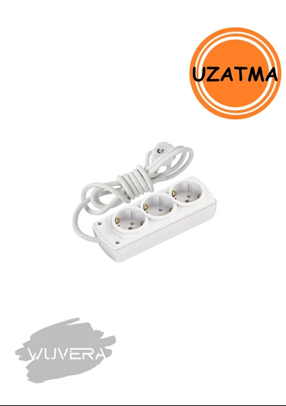 Wuvera 2 m Topraklı Seyyar 3’lü Grup Priz – Kısa Mesafe Elektrik Konforu - 2