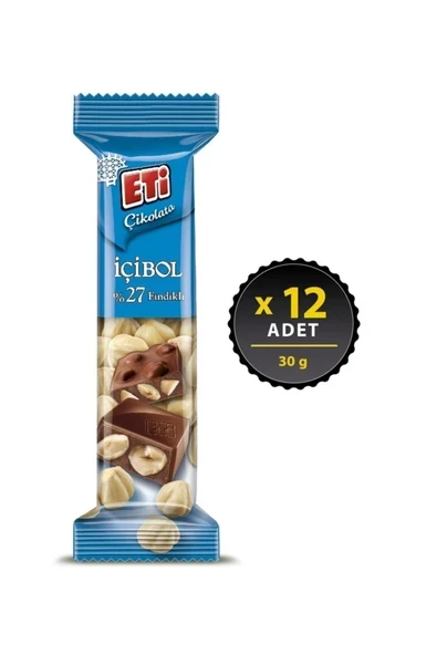 Eti Çikolata İçibol %27 Fındıklı 30 g x 12 Adet ürün görseli