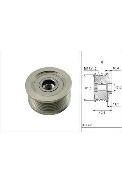 Alternatör Kasnağı Rulmanlı Doblo-grande Punto 1.9 Jtd-astra H-vectra C-zafıra-sıgnum 1.9 Cdtı 05val ürün görseli 1