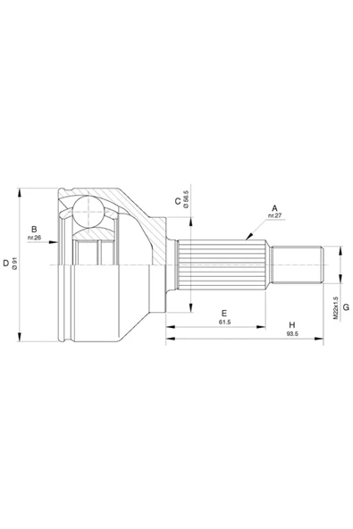 Ecofıx KRL1549ECF Aks Kafası Dış Trafıc Iı 1.9 Dci 01 Uyumlu