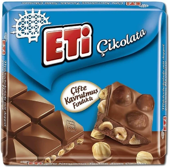 Eti Çikolata Çifte Kavrulmuş Fındıklı Sütlü Kare 60 g x 6 Adet