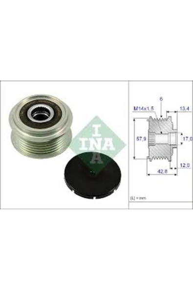 INA 535024010 Alternatör Kasnağı Rulmanlı Toyota Urban Cruıser-verso S 1.4d-4d 10-16 Subaru Tr ürün görseli 1